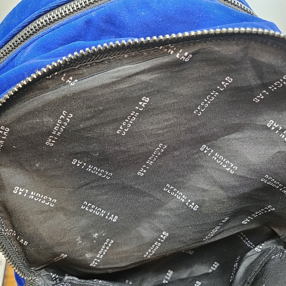 Design Lab Blue Velvet Velour Backpack - Picture 6 of 7